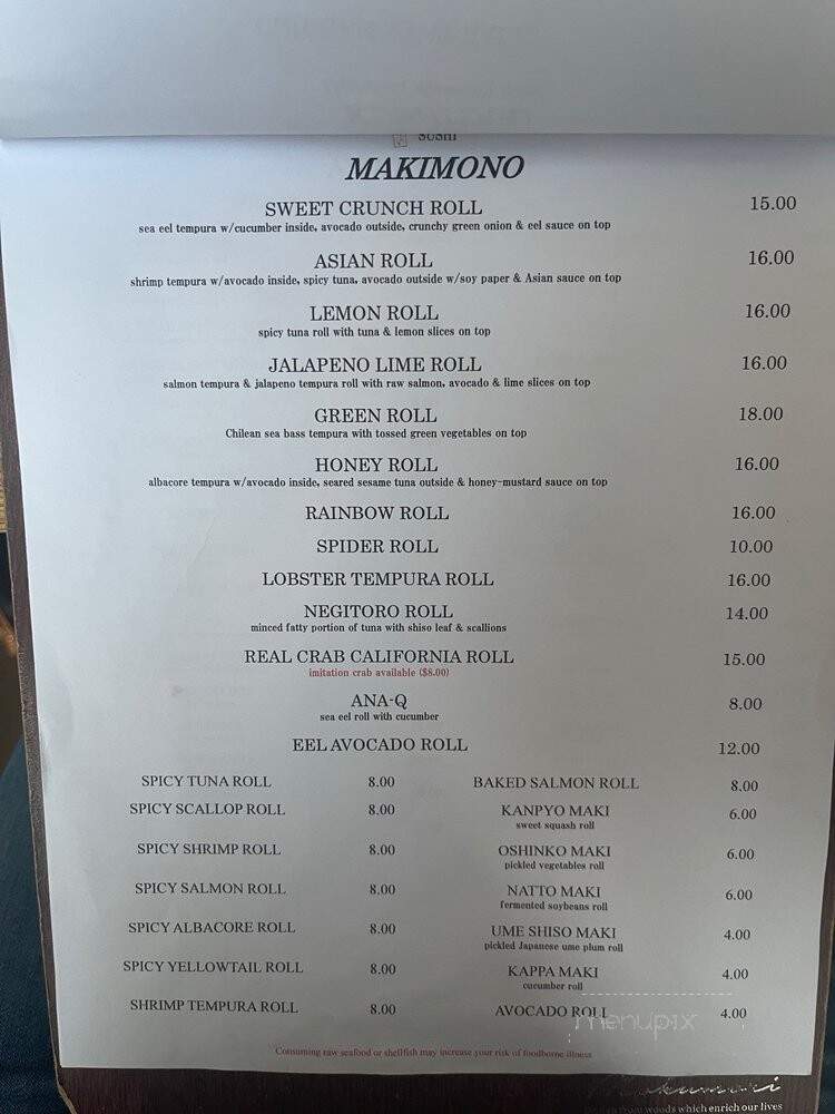 Yui Restaurant - Sierra Madre, CA menu_pic