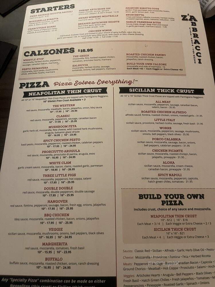 Z'Abbracci - Castle Rock, CO menu_pic