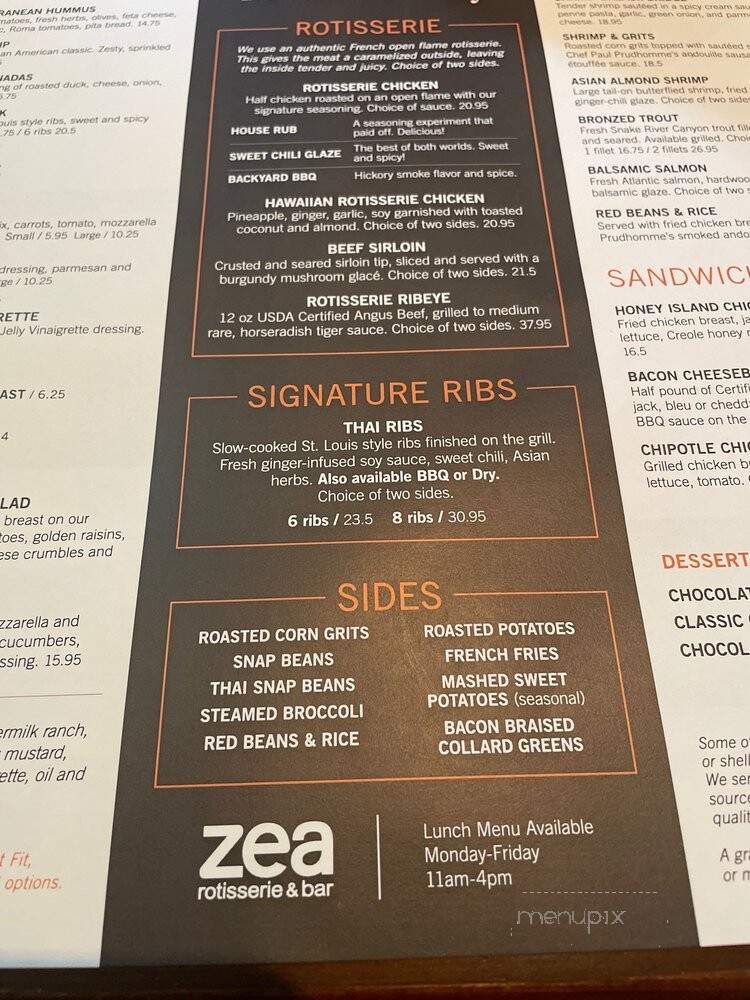 Zea Rotisserie & Bar - New Orleans, LA menu_pic