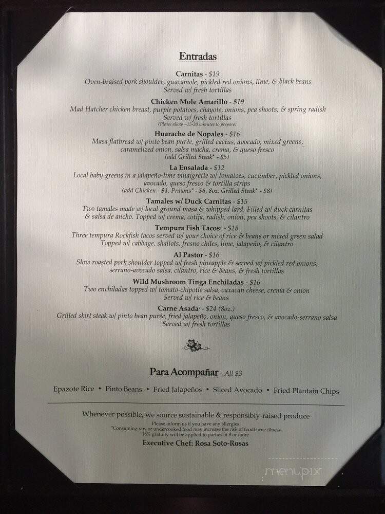 Zocalo - Seattle, WA menu_pic