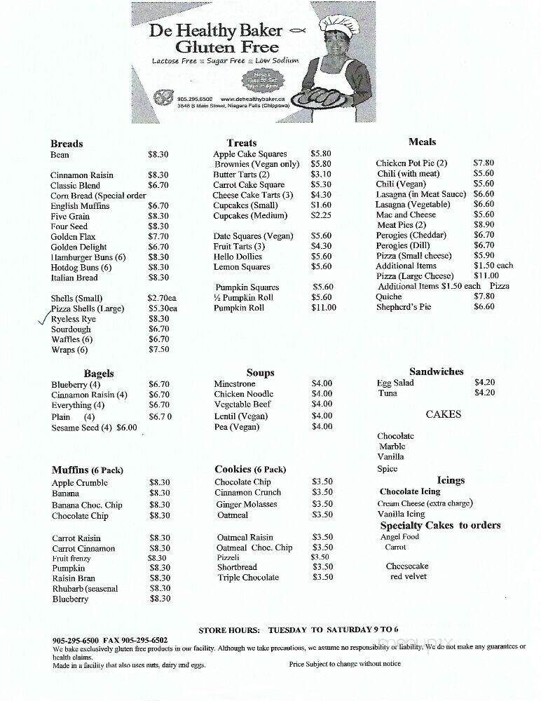 De Healthy Baker - Niagara Falls, ON menu_pic