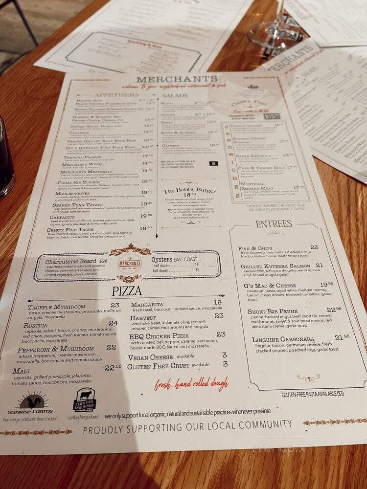 Merchants Restaurant & Bar - Calgary, AB menu_pic