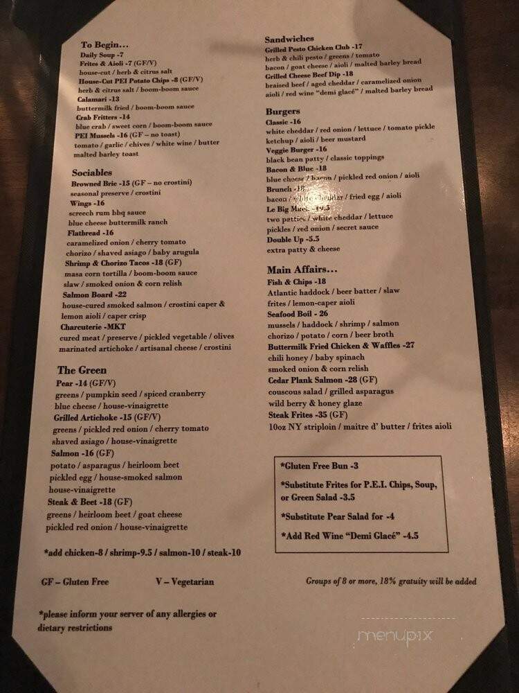 The Sociable Pub - Newmarket, ON menu_pic