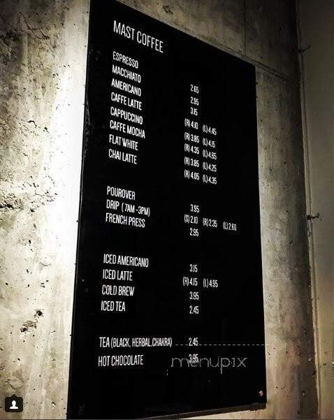 Mast Coffee - Toronto, ON menu_pic