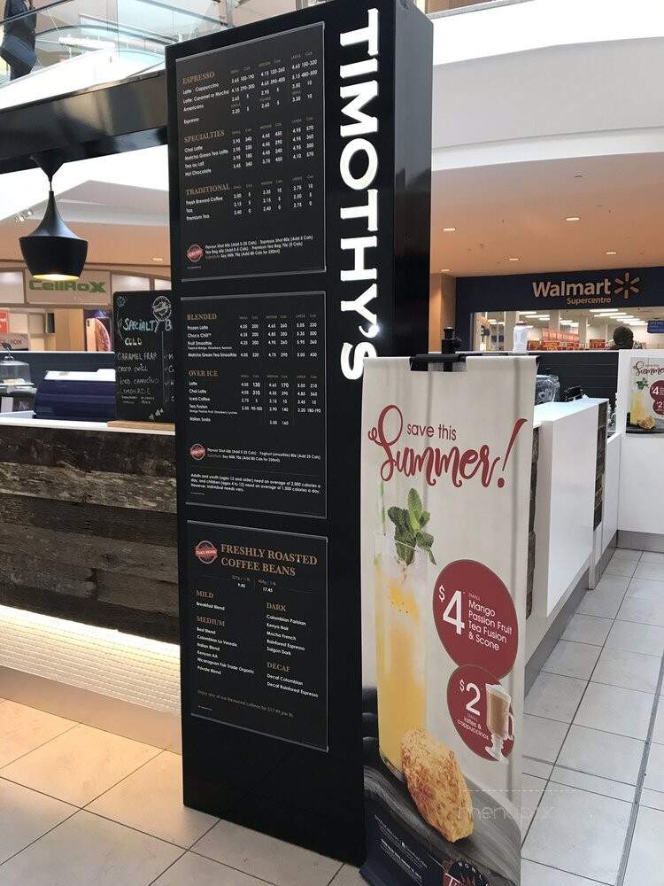 Timothy's World Coffee - Toronto, ON menu_pic