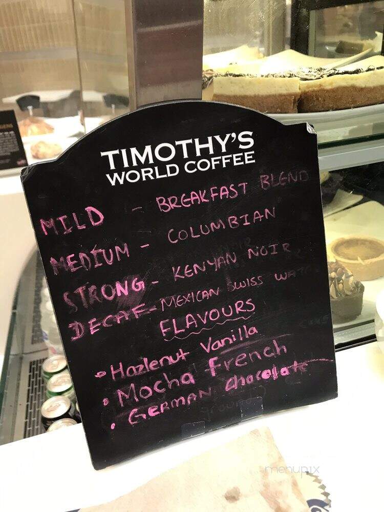 Timothy's World Coffee - Toronto, ON menu_pic