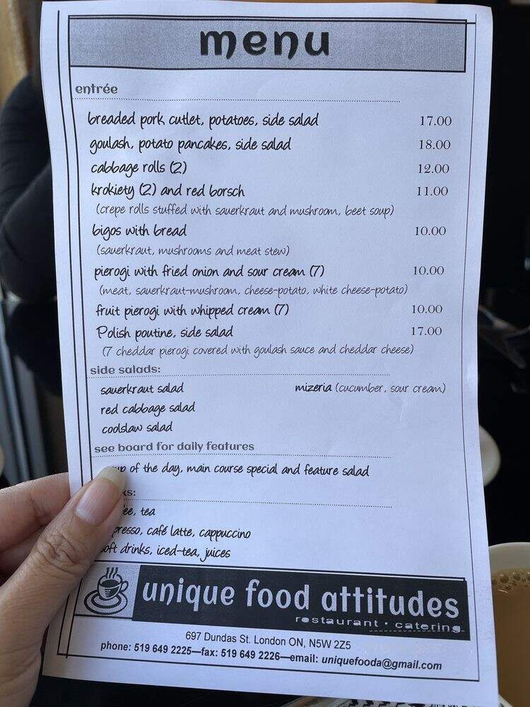 Unique Food Attitudes - London, ON menu_pic