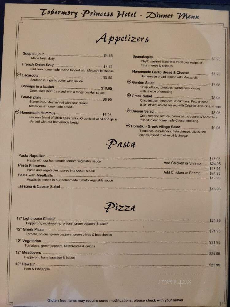 Princess Dining Room - Tobermory, ON menu_pic