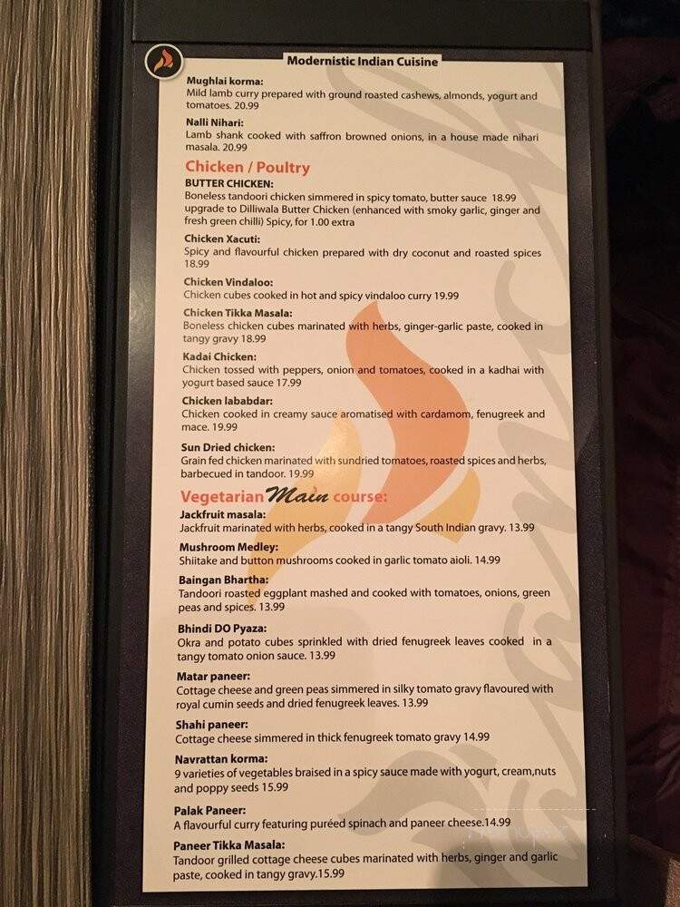 Aanch Modernist Indian Cuisine - Toronto, ON menu_pic