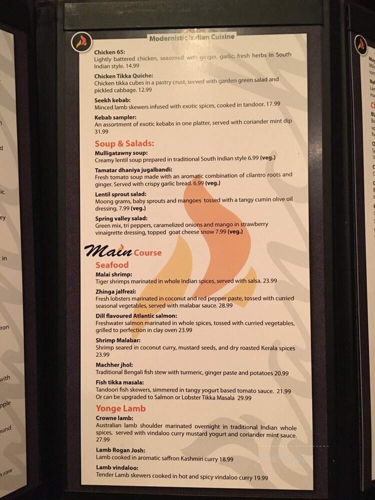 Aanch Modernist Indian Cuisine - Toronto, ON menu_pic