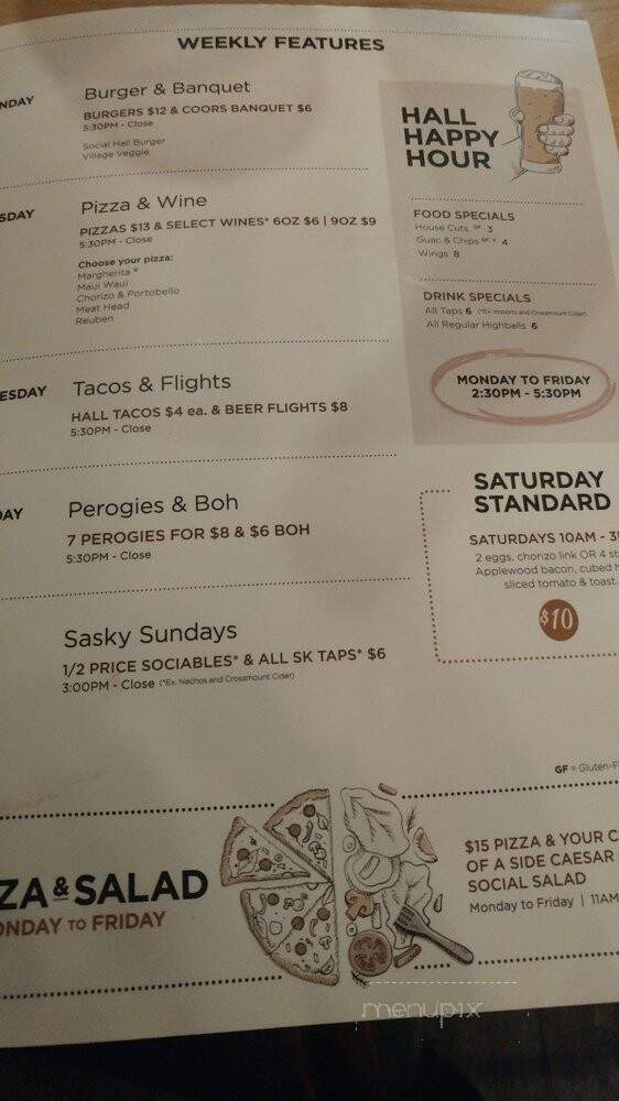 Cathedral Social Hall - Regina, SK menu_pic