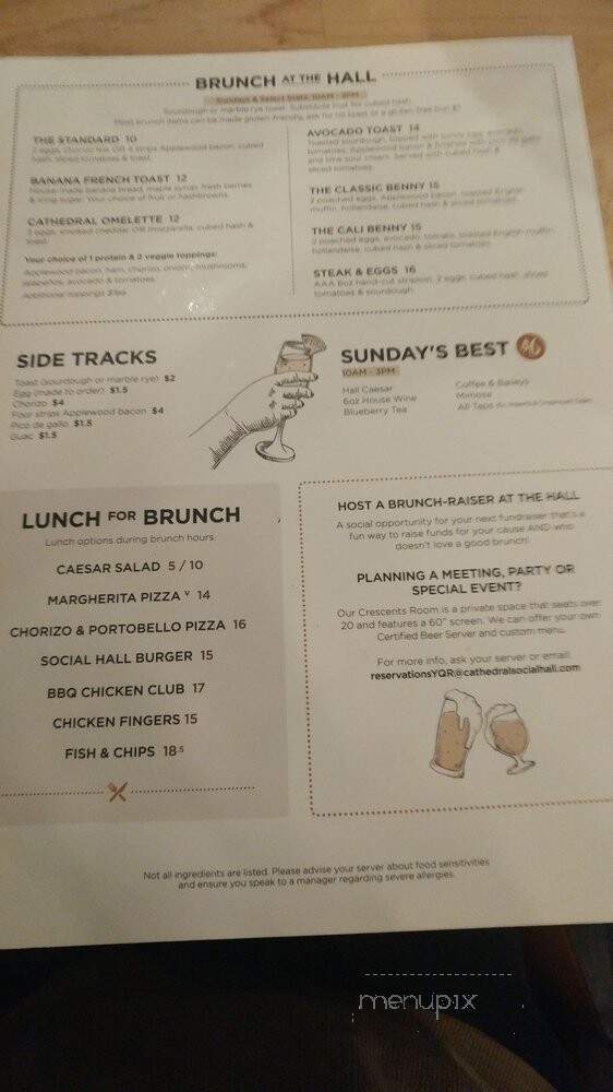Cathedral Social Hall - Regina, SK menu_pic
