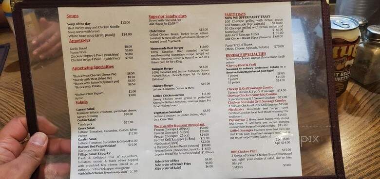 Berina's Specialty Restaurant & Grill - Mississauga, ON menu_pic