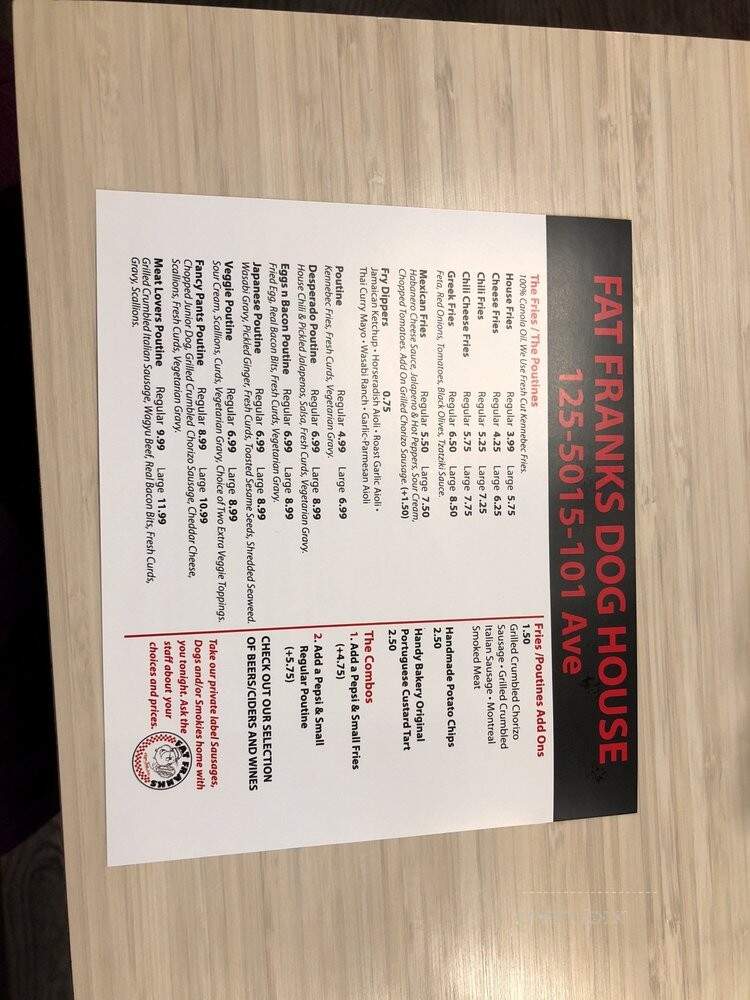 Fat Franks Dog House - Edmonton, AB menu_pic