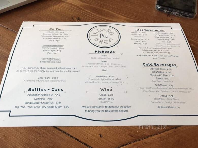Board N Brew Cafe - Edmonton, AB menu_pic