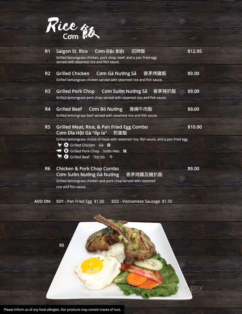 Pho Saigon St - Toronto, ON menu_pic
