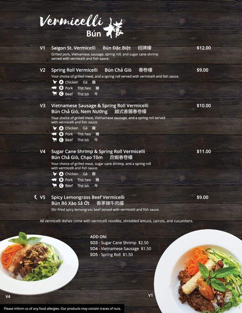 Pho Saigon St - Toronto, ON menu_pic