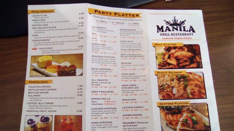 Manila Grill - Edmonton, AB menu_pic