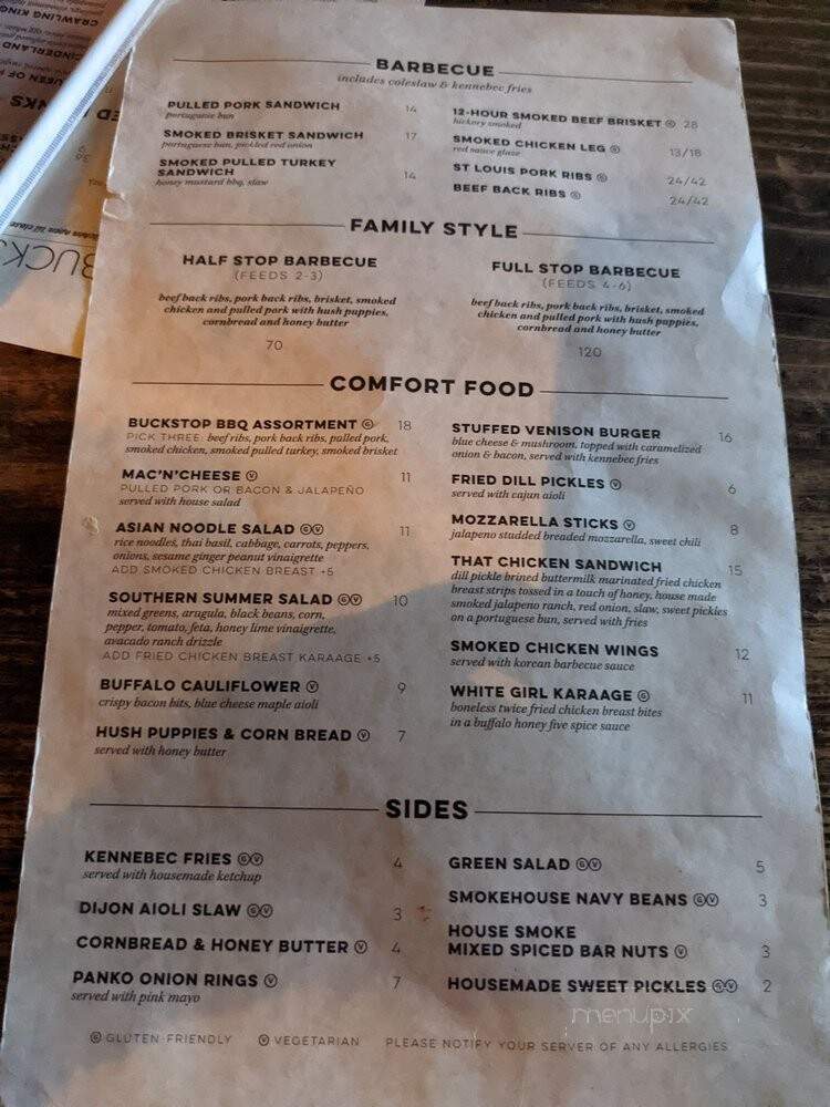 Buckstop - Vancouver, BC menu_pic