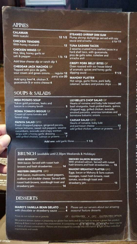 Mahony & Sons - Vancouver, BC menu_pic