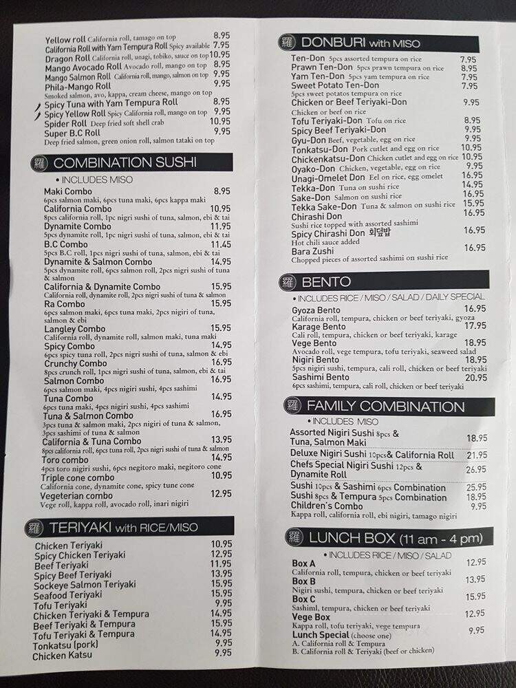 Ra Sushi - Abbotsford, BC menu_pic