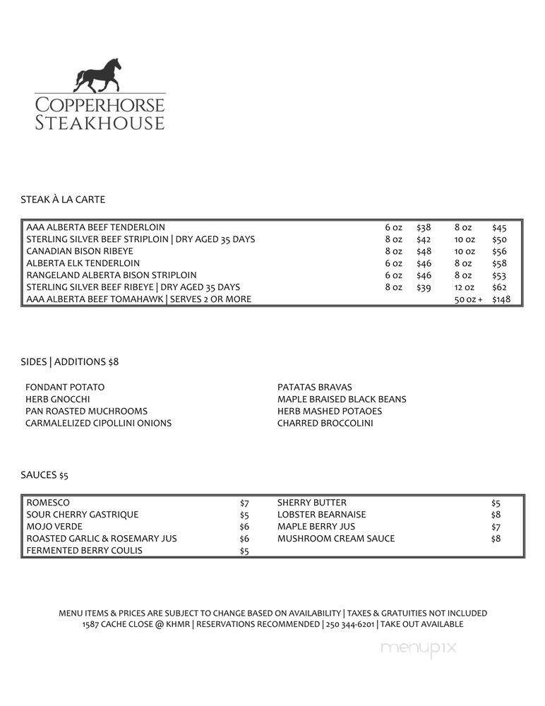 Corks Restaurant - Golden, BC menu_pic