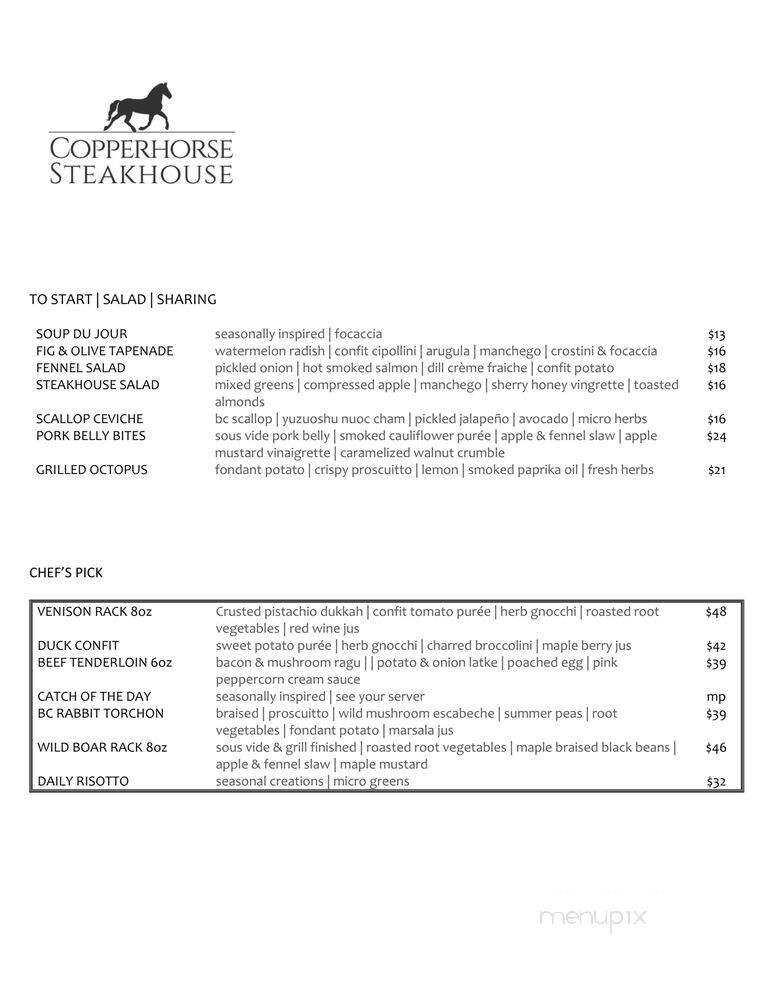 Corks Restaurant - Golden, BC menu_pic