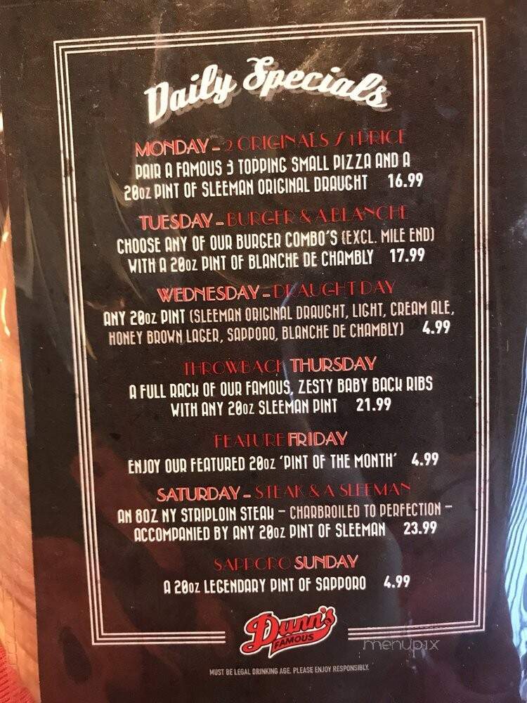 Dunn's Famous Resto Bar Deli - Clarence-Rockland, ON menu_pic