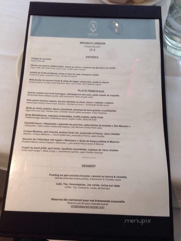 Sinclair - Montreal, QC menu_pic