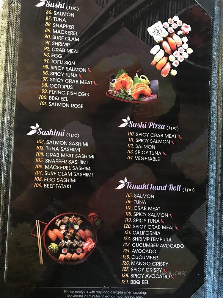 Fusion Sushi - Calgary, AB menu_pic