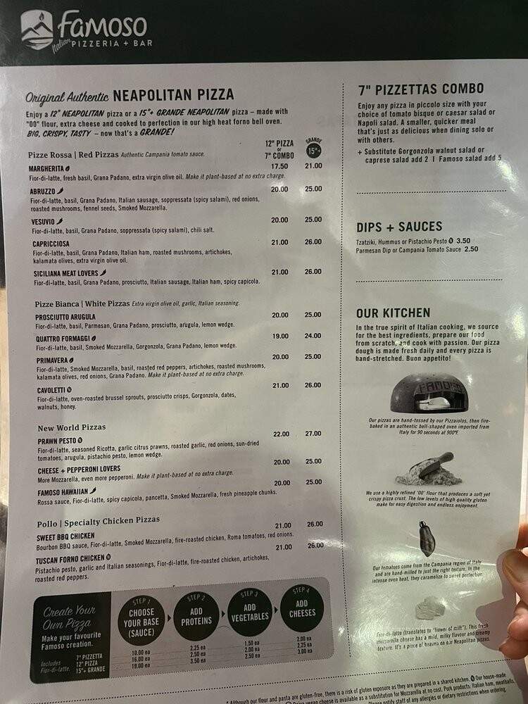 Famoso Neapolitan Pizzeria - Surrey, BC menu_pic
