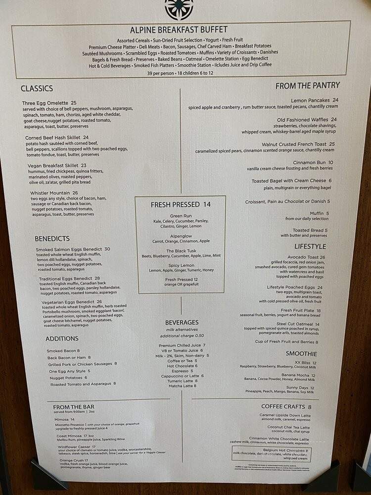 The Wildflower - Whistler, BC menu_pic