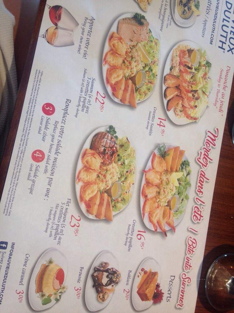 Au Vieux Duluth - Mont-Laurier, QC menu_pic