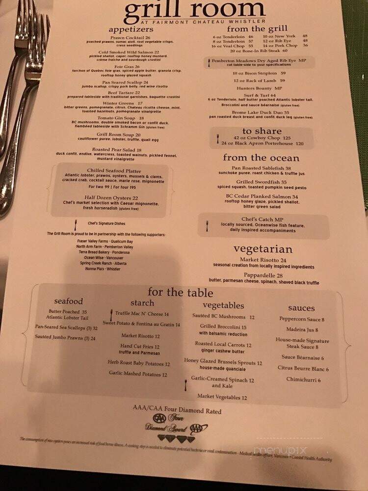The Grill Room - Whistler, BC menu_pic