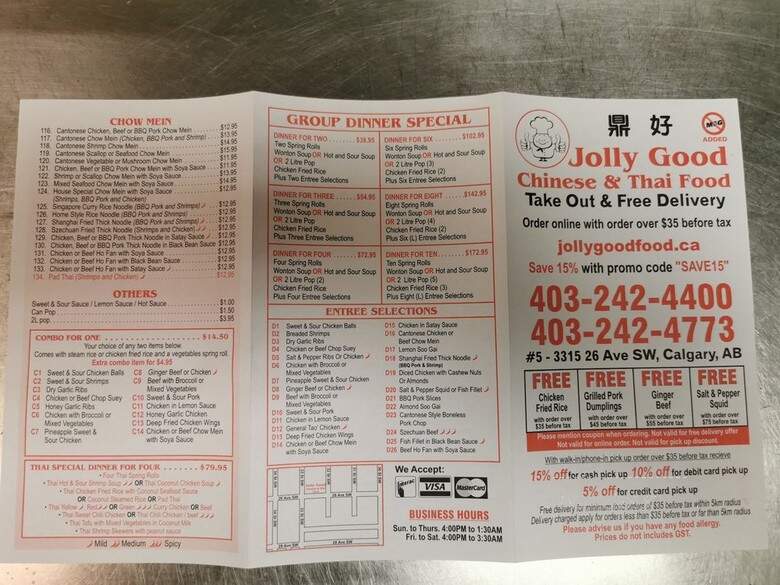 Jolly Good Chinese - Calgary, AB menu_pic