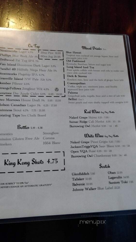East Side Craft House - Vancouver, BC menu_pic