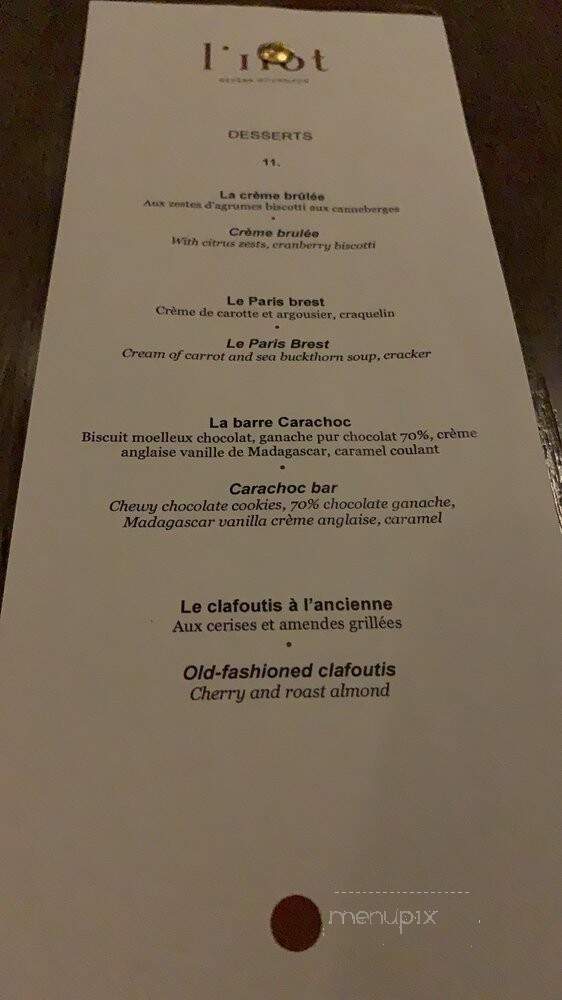 L'ilot - Lac-Beauport, QC menu_pic