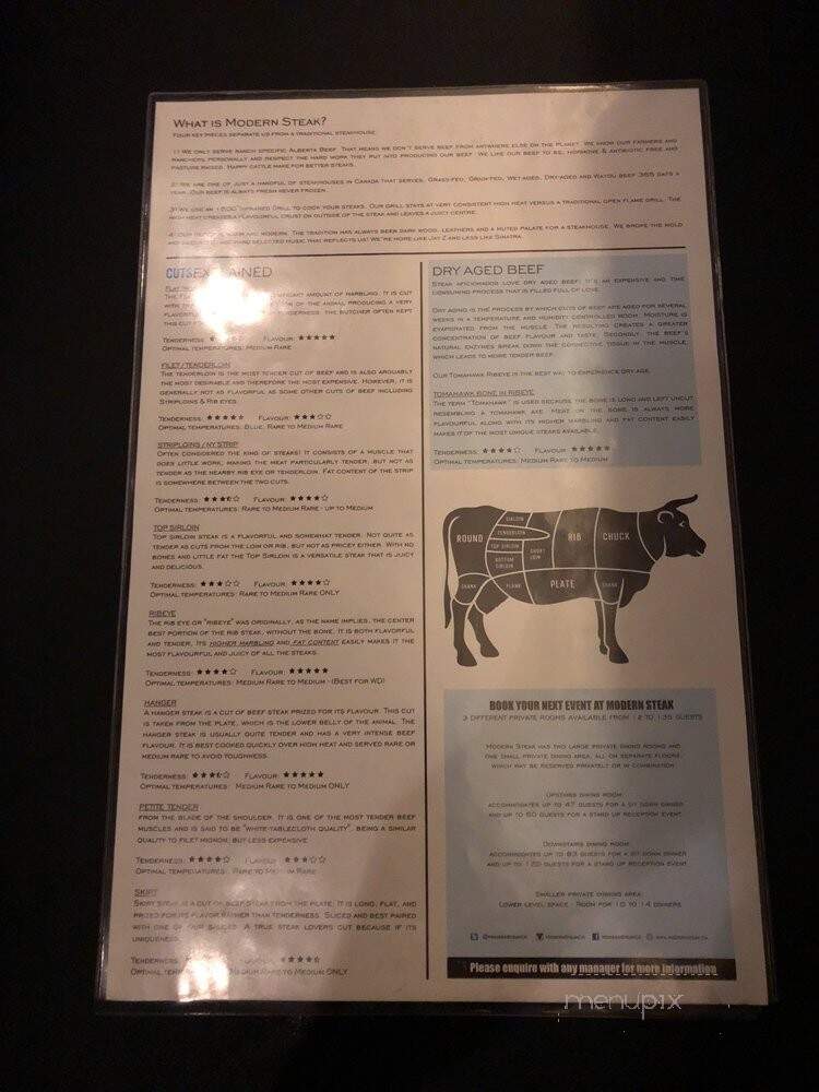 Modern Steak - Calgary, AB menu_pic