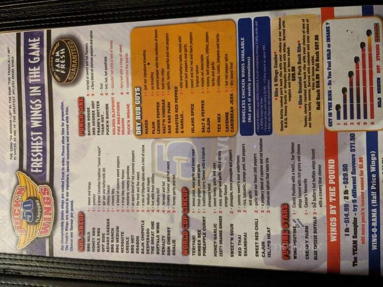 Puck'N Wings - Toronto, ON menu_pic