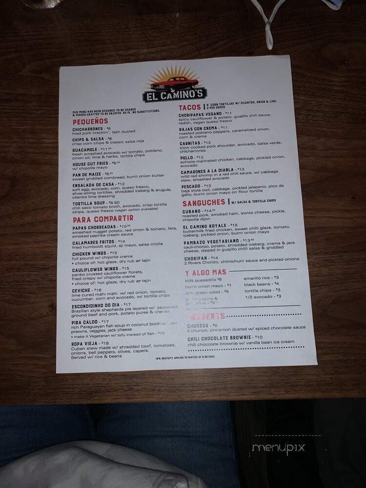 El Camino's - Vancouver, BC menu_pic