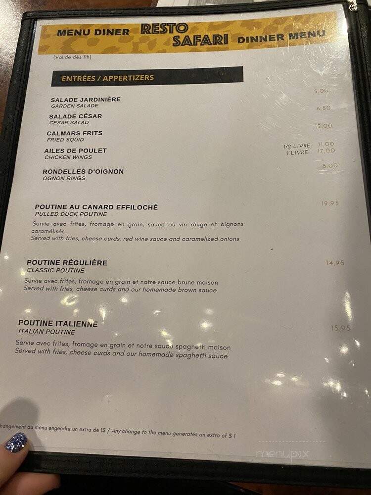 Resto Safari - Saint-Gabriel-de-Valcartier, QC menu_pic