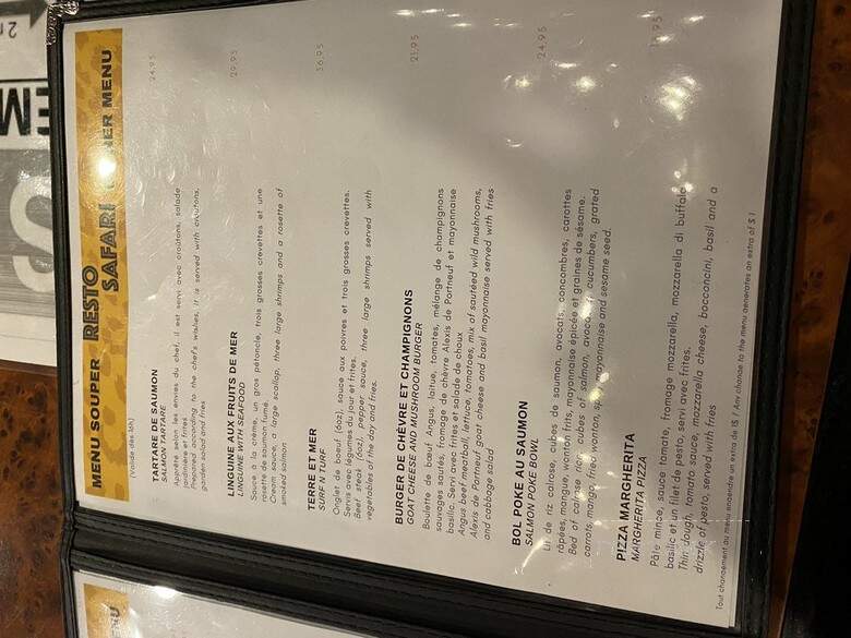 Resto Safari - Saint-Gabriel-de-Valcartier, QC menu_pic