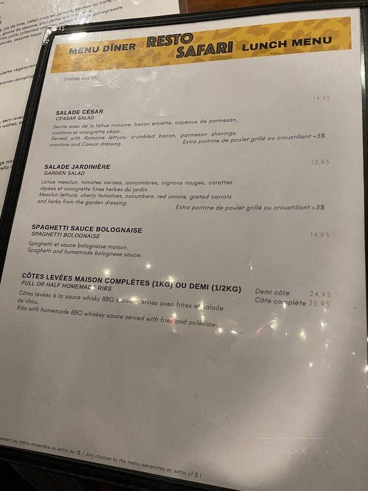 Resto Safari - Saint-Gabriel-de-Valcartier, QC menu_pic