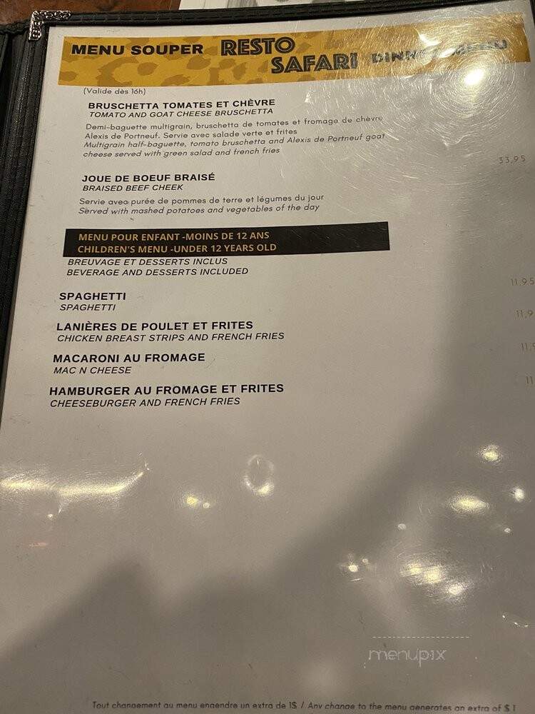 Resto Safari - Saint-Gabriel-de-Valcartier, QC menu_pic