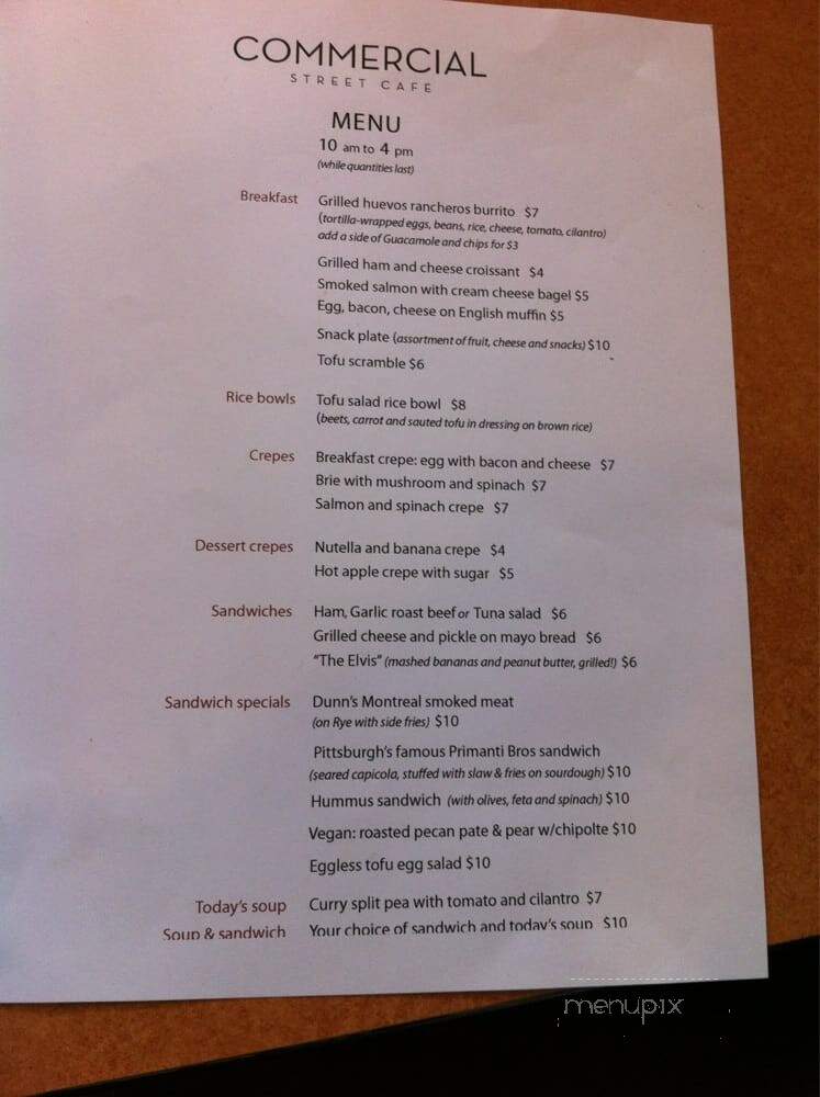 Commercial Street Cafe - Vancouver, BC menu_pic