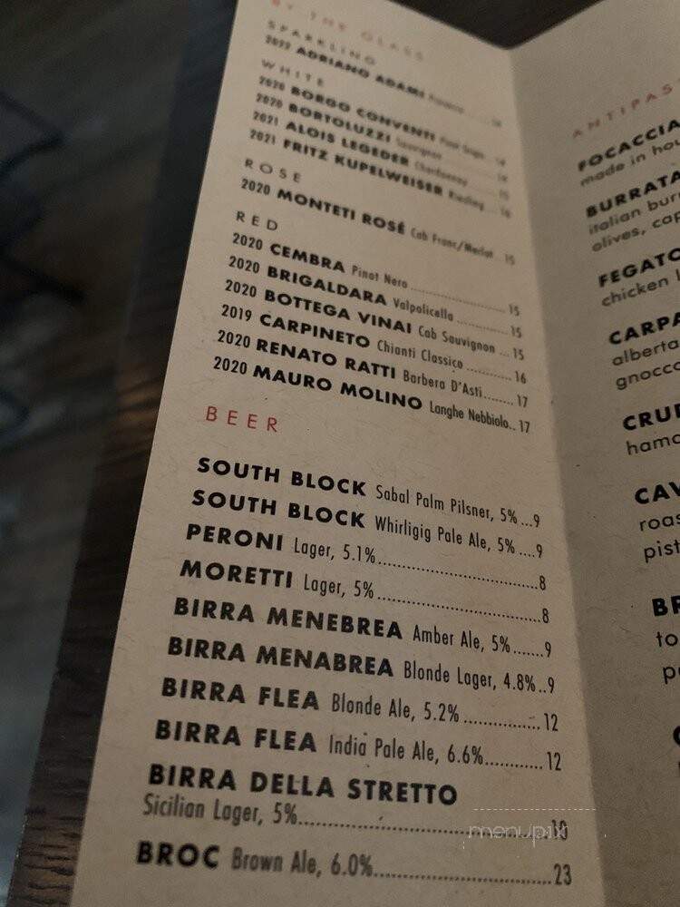 Cardinale - Calgary, AB menu_pic