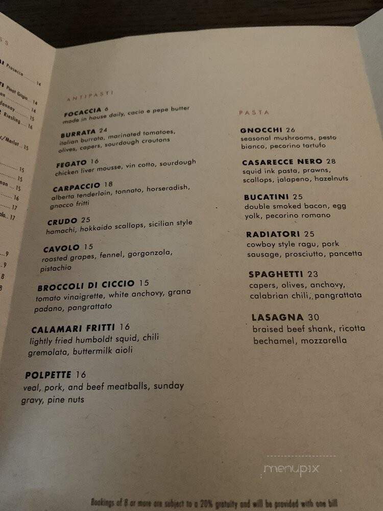Cardinale - Calgary, AB menu_pic