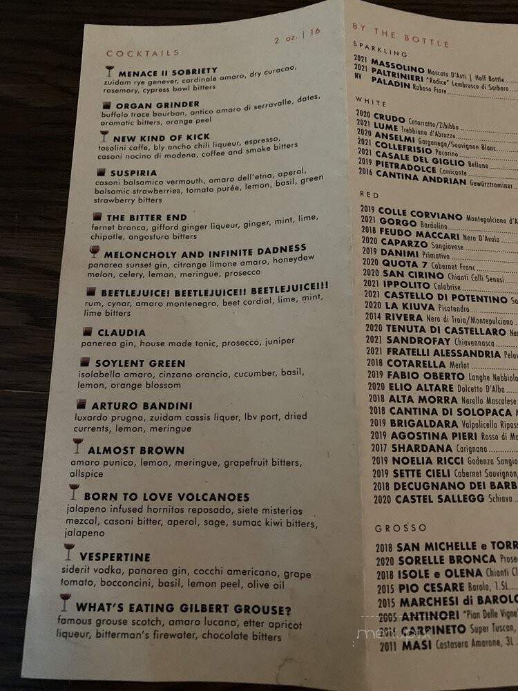 Cardinale - Calgary, AB menu_pic