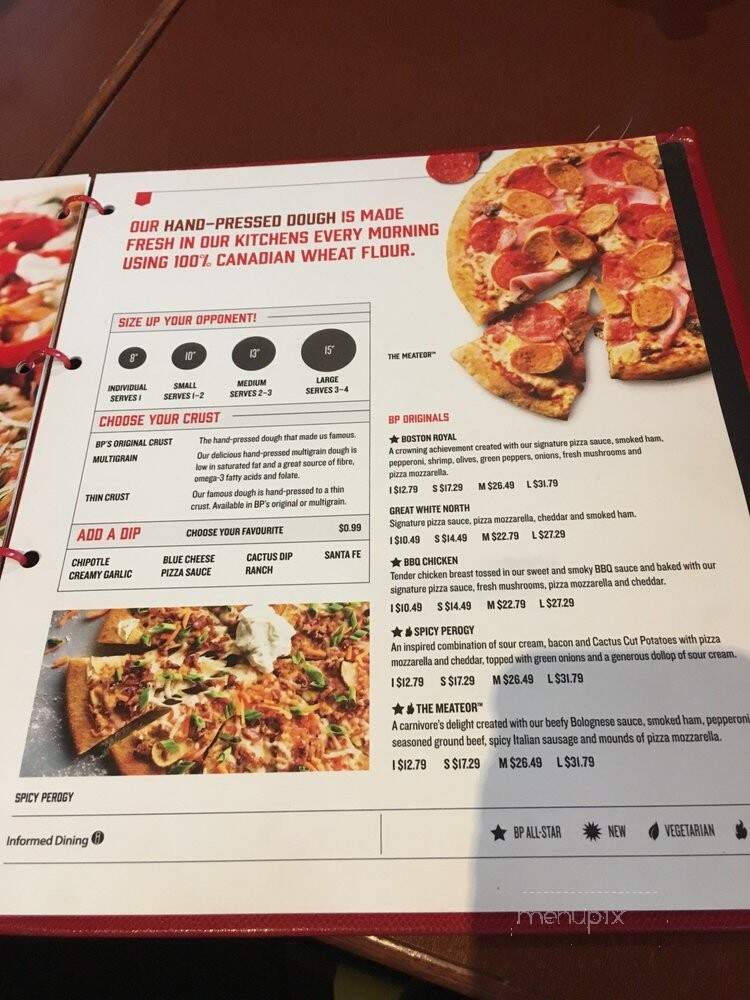 Boston Pizza - Toronto, ON menu_pic