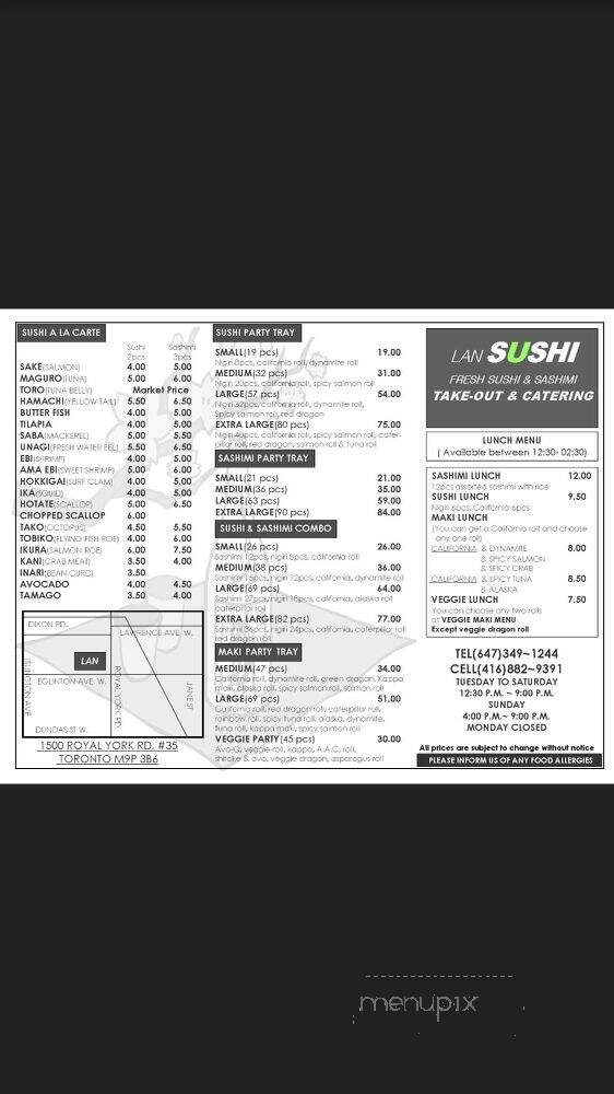 Lan Sushi - Toronto, ON menu_pic